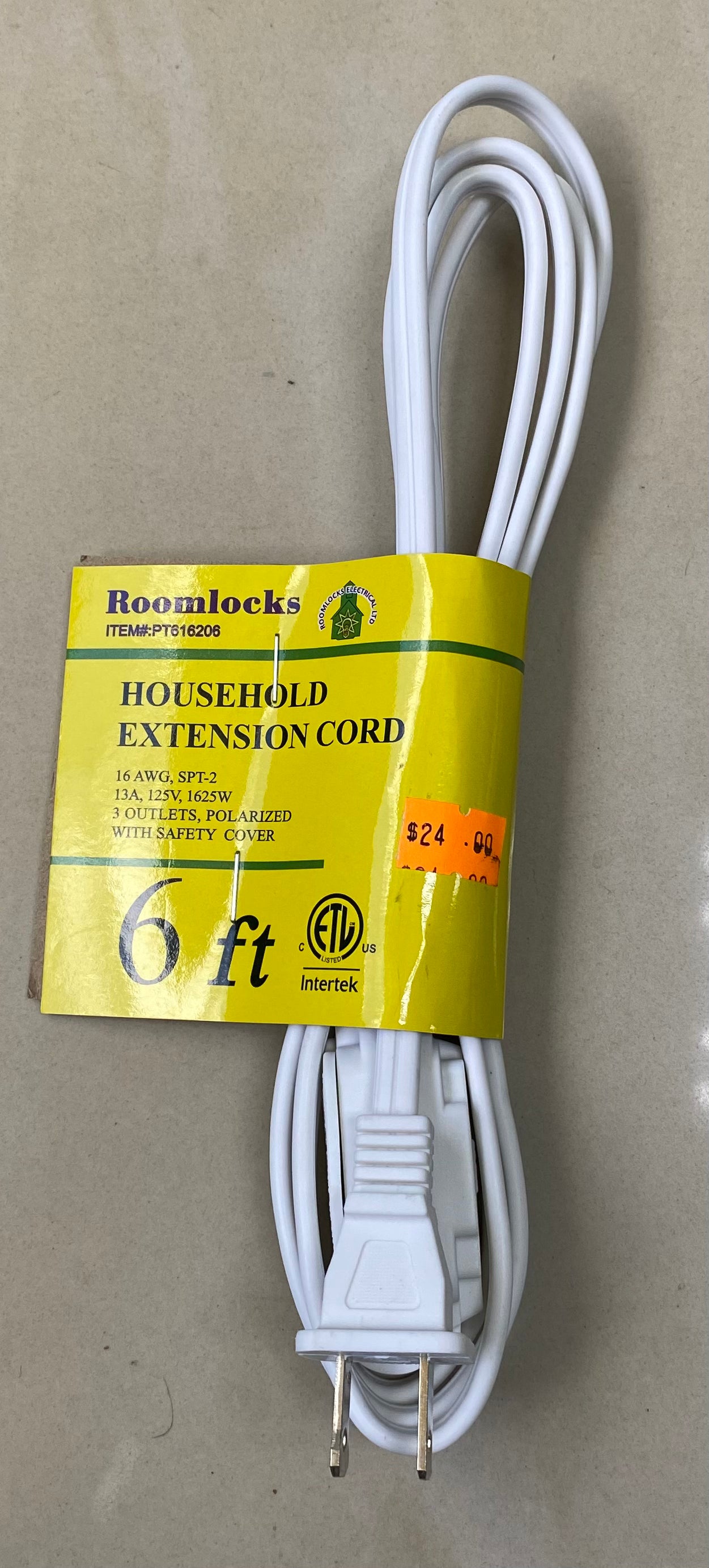 Roomlocks White Extension Cord (Various Sizes)