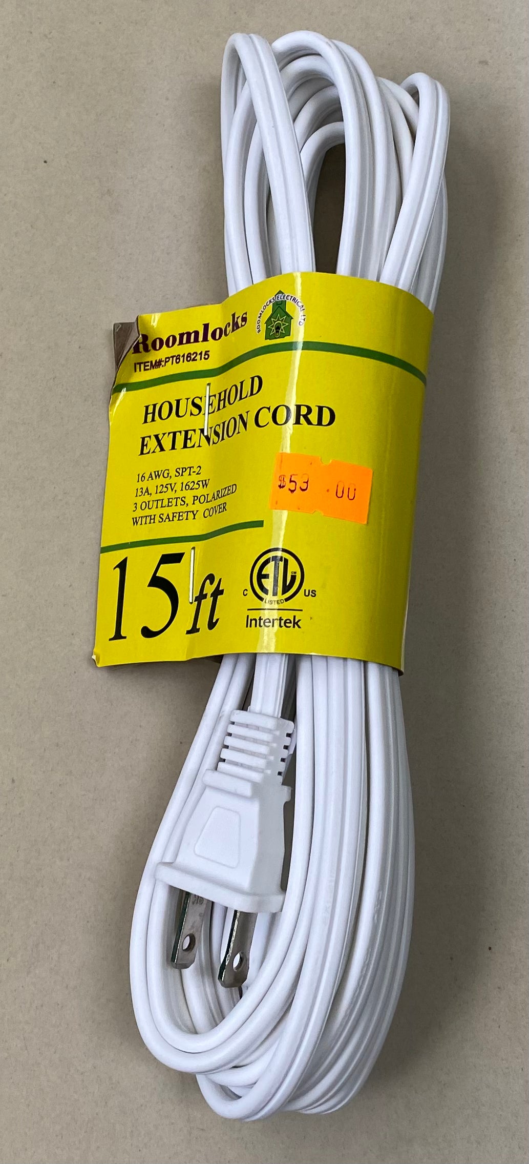 Roomlocks White Extension Cord (Various Sizes)