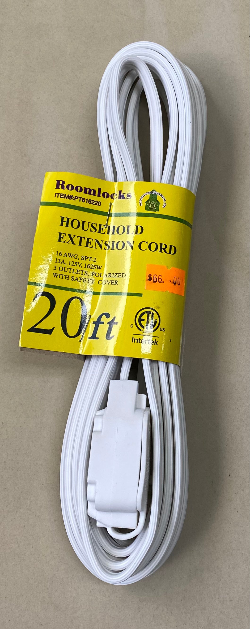 Roomlocks White Extension Cord (Various Sizes)