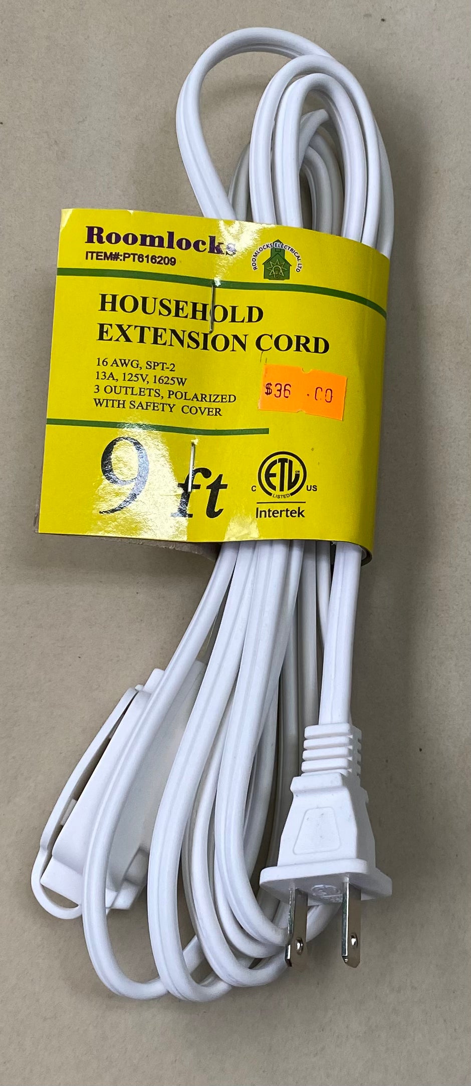 Roomlocks White Extension Cord (Various Sizes)